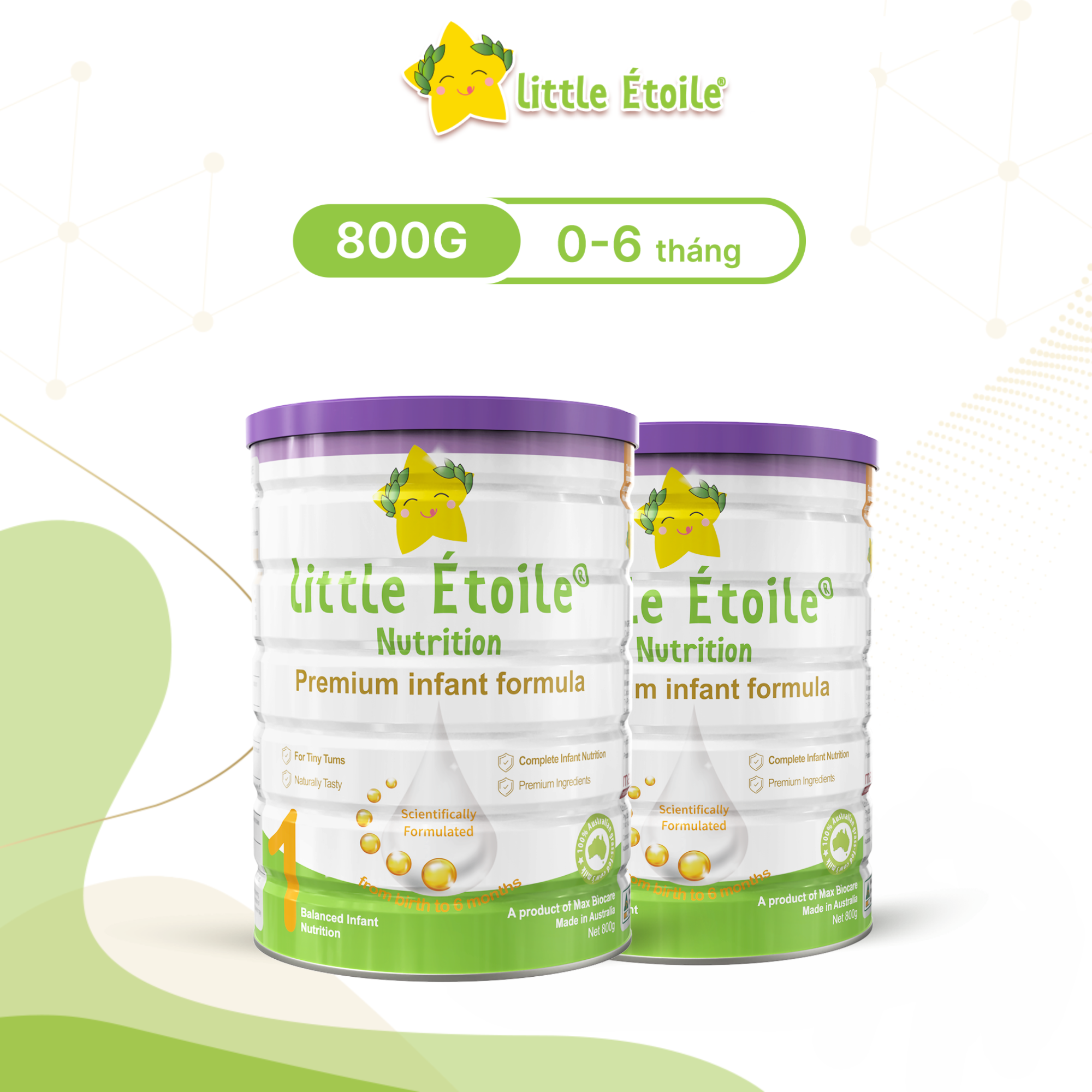 Combo 2 lon Sữa bột ngôi sao nhỏ Little Étoile số 1 800g dành cho bé 0 - 6 tháng