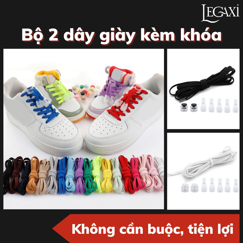 Dây giày thời trang co giãn không cần buộc kèm khóa phụ kiện tiện dụng giày thể thao sneaker cho người lớn và trẻ em