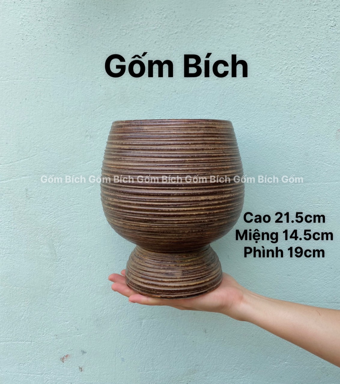 Bình Hoa Lọ Hoa Dáng Ly Tròn Men Mộc Gốm Sứ Bát Tràng - Gốm Bích