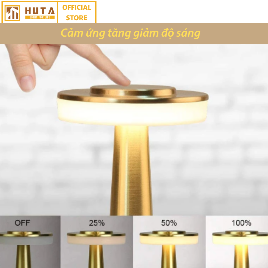 Đèn Led Để Bàn Quầy Bar Nhà Hàng HUTA RESDIA1 Cảm Ứng Tích Điện, Điều Chỉnh Ánh Sáng Vàng, Trang Trí Quán Bar, Nhà Hàng, Quán Cà Phê