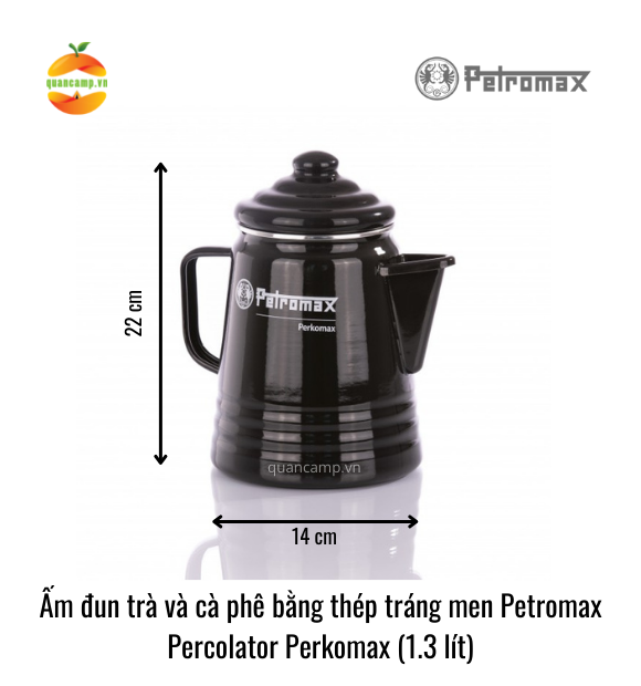 Ấm đun trà và cà phê bằng thép tráng men Petromax Percolator Perkomax (1.3 lít)