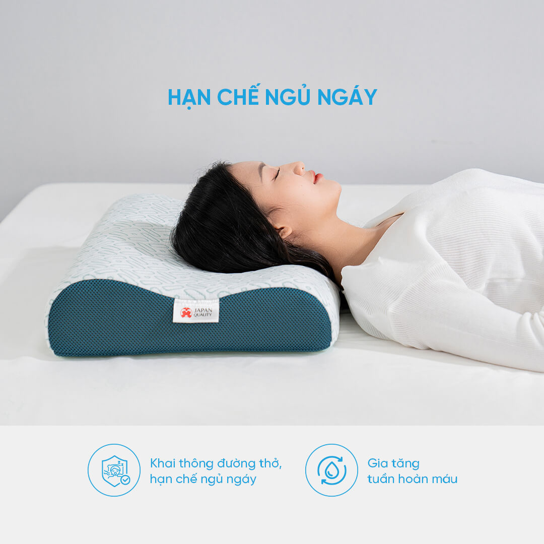 Gối cao cấp làm mát Nhật Bản Memory Foam Aeroflow iCool 40x60cm giúp ngủ sâu, giảm đau cổ vai gáy, phù hợp với mọi tư thế nằm