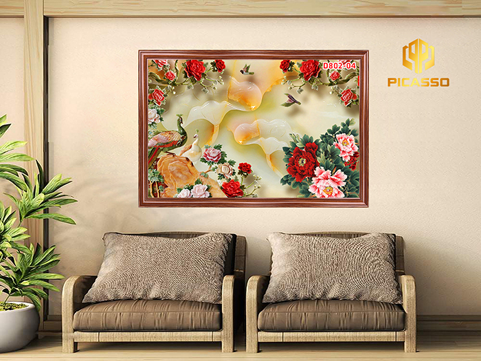 Tranh kính cường lực Hoa ngọc D802 01