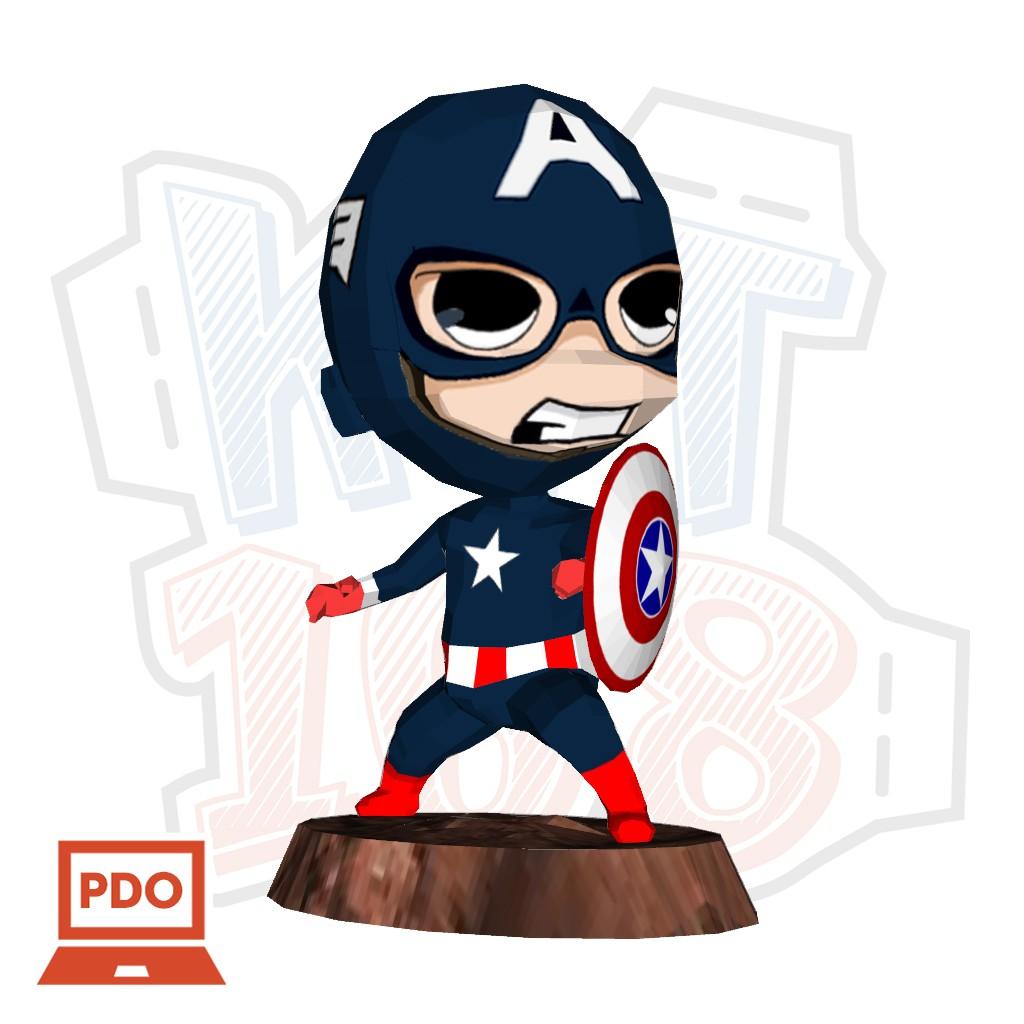 Mô hình giấy Anime Chibi Captain Ameria ver 2 - Marvel