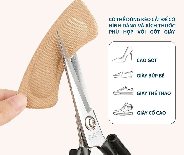 Bộ 2 cặp lót giày 4D bảo vệ gót chân và chống tuột gót giày (loại bầu) 1 CẶP KEM VÀ 1 CẶP ĐEN