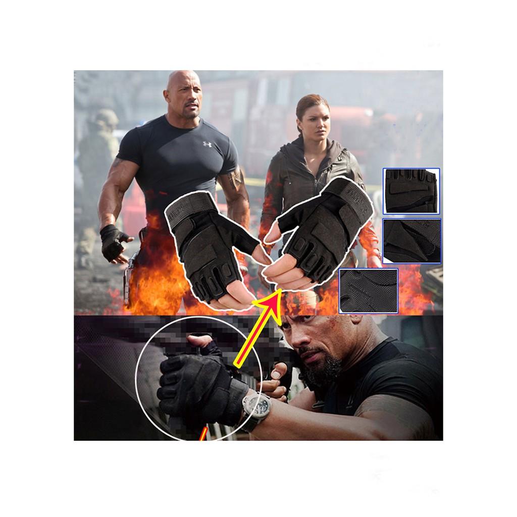 Găng tay lính mỹ, găng tay phượt hở ngón, tập gym, thể thao