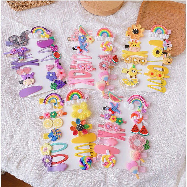 Set Kẹp Tóc 14 Món Nhiều Hình Kute Cho Bé Gái siêu cute, dễ thương