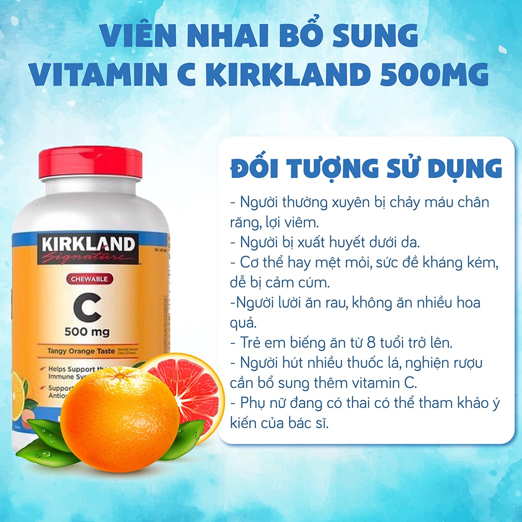 Vitamin C Kirkland Signature Mỹ Tăng cường sức đề kháng, Sáng da, làm chậm quá trình lão hóa, nhanh lành vết thương (bệnh) - QuaTangMe Extaste