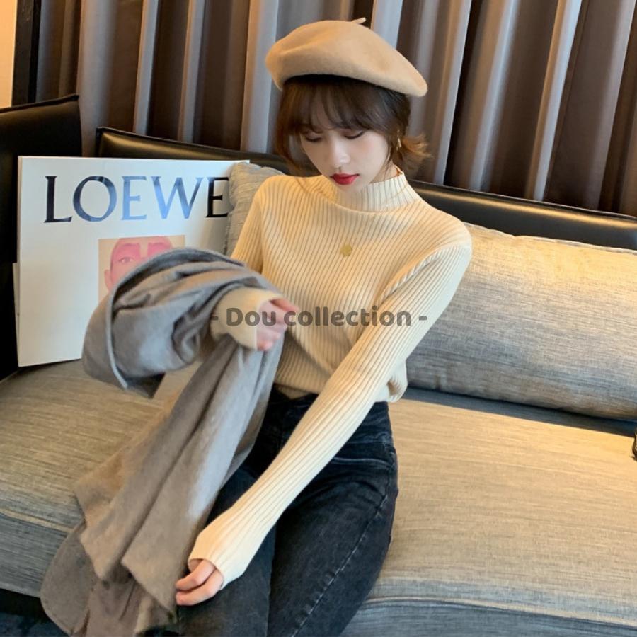 Hình ảnh Áo Len Cổ Lọ Dài Tay Dệt Kim Phong Cách Hàn Quốc Thời Trang Thu Đông - Dou Collection - Mã TA032