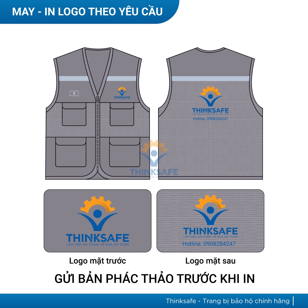 Áo gile bảo hộ Thinksafe, áo khoác lao động, áo phản quang giá rẻ, gi lê cho kỹ sư, áo lưới công nhân, vải Pangrim Hàn Quốc cao cấp bền