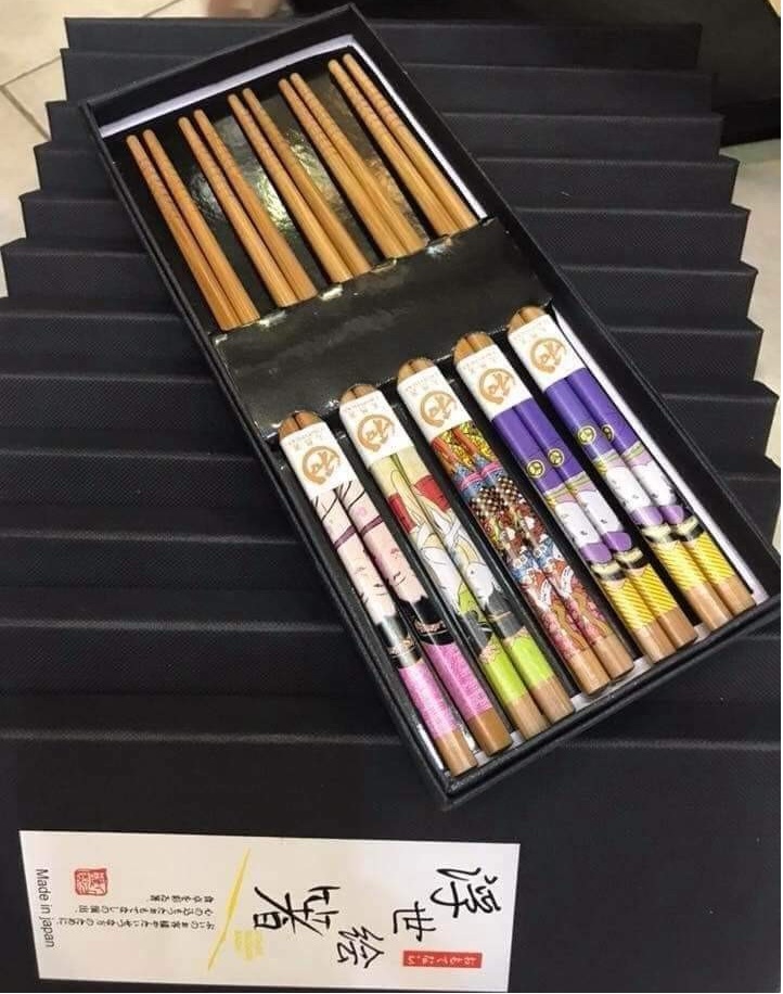 Combo 02 Set đũa tre Tanaka in họa tiết hoa văn tinh xảo - Nội địa Nhật Bản