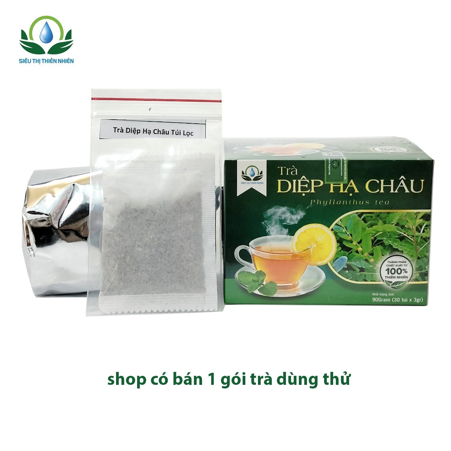 Trà Diệp Hạ Châu hộp 30 Túi Lọc x 3Gram giúp lợi tiểu, tiêu độc, thanh nhiệt của Siêu Thị Thiên Nhiên