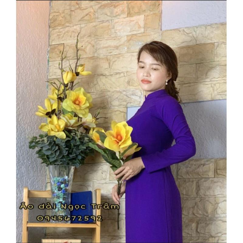 Áo dài may sẵn lụa thái tím huế