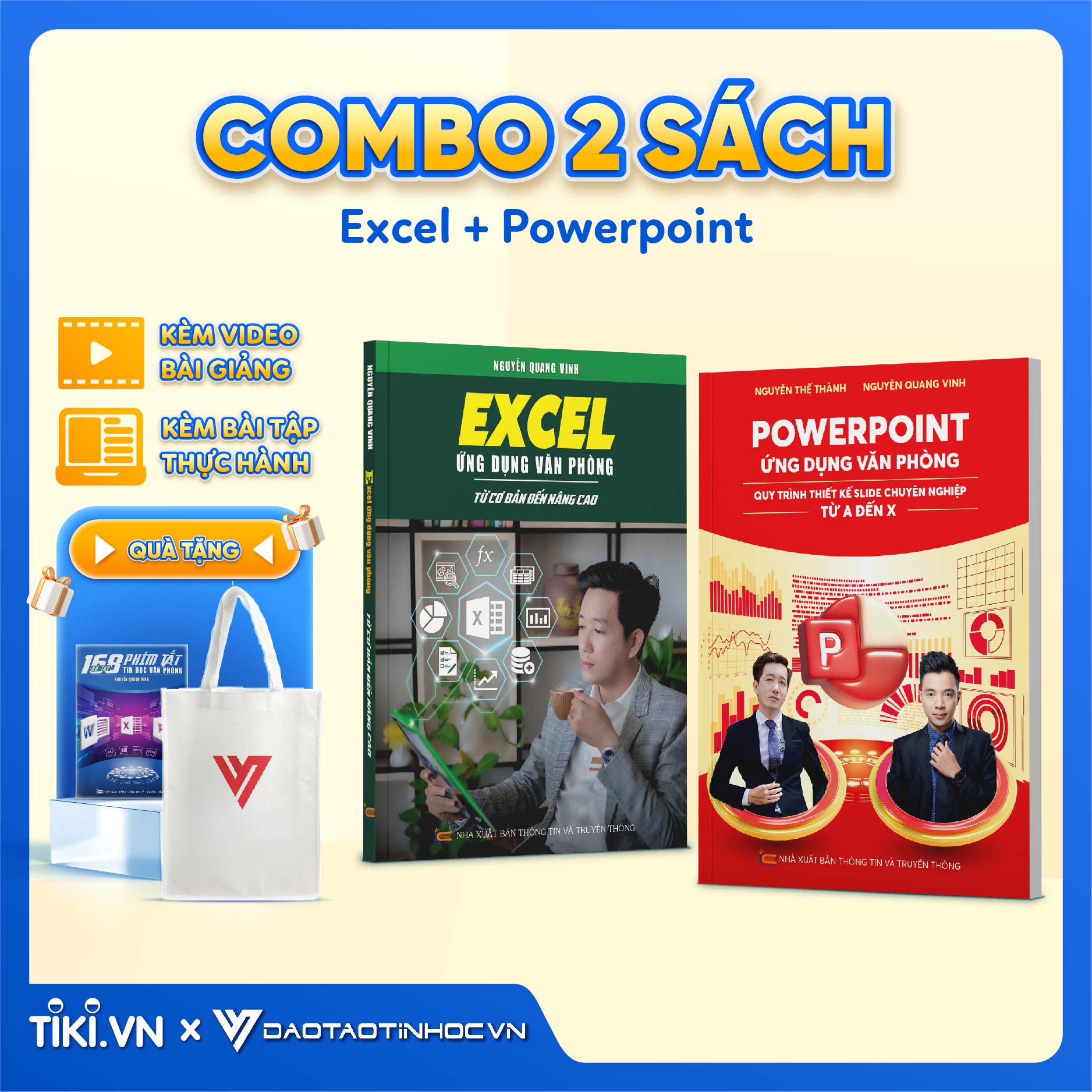 Combo 2 Sách Excel - Power Point ĐÀO TẠO TIN HỌC Chuyên Ứng Dụng Văn Phòng Tặng Kèm Video Khóa Học