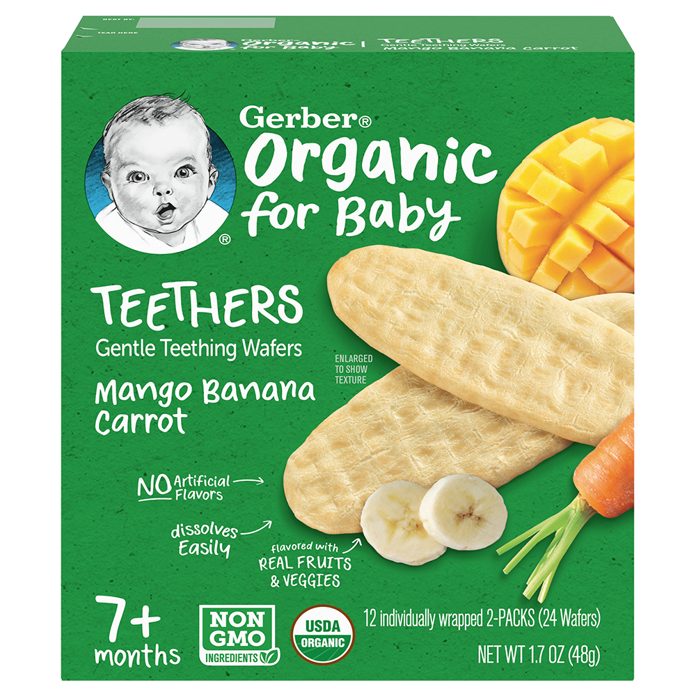 Bánh Gạo Hữu Cơ Gerber Organic vị Xoài Chuối Cà Rốt 48g