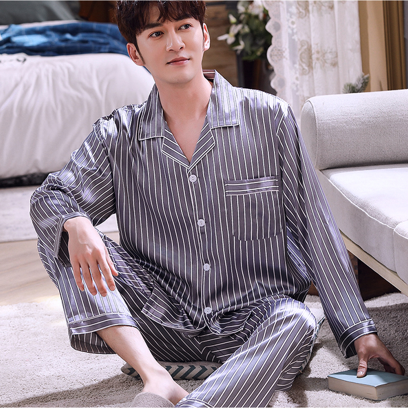 Đồ bộ Pyjama mặc nhà Nam chất liệu phi bóng rũ mềm mại, sọc trẻ trung -88217