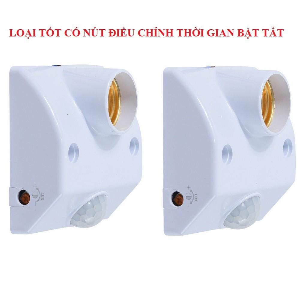 COMBO 2 ĐUI ĐÈN CẢM ỨNG CHUYỂN ĐỘNG, đui đèn cảm biến hồng ngoại, Có nút điều chỉnh sáng và thời gian