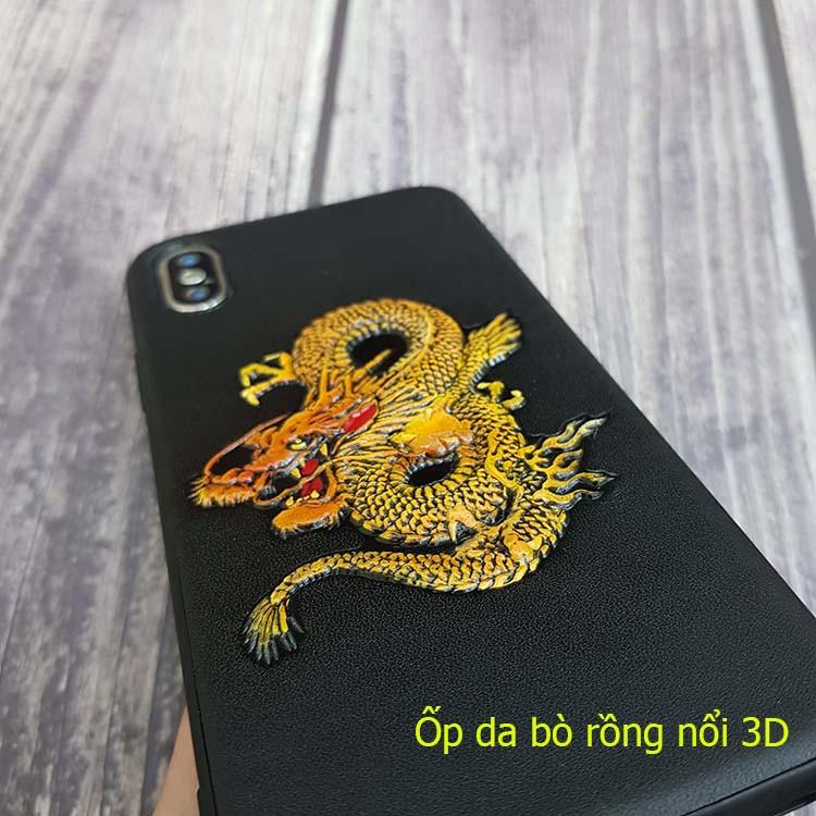 Ốp lưng da dành cho iphone 11 pro max / 11 da bò cao cấp hình rồng hổ nổi 3D