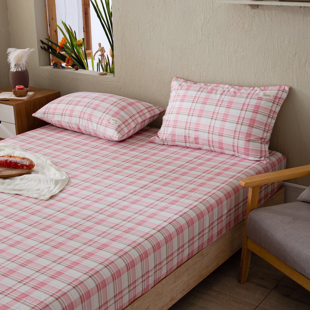 Bộ ga giường cotton Tici kẻ LIDACO cao cấp