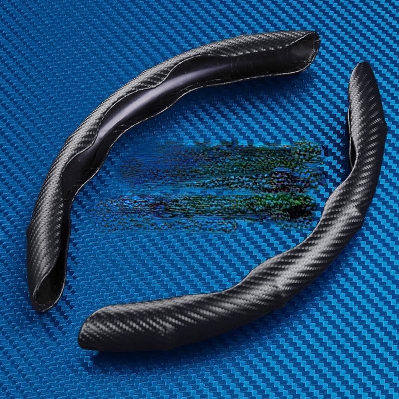 Bộ 2 Vỏ Bọc Vô Lăng Xe Hơi 38cm Bằng Silicon Họa Tiết Sợi Carbon Chống Trượt