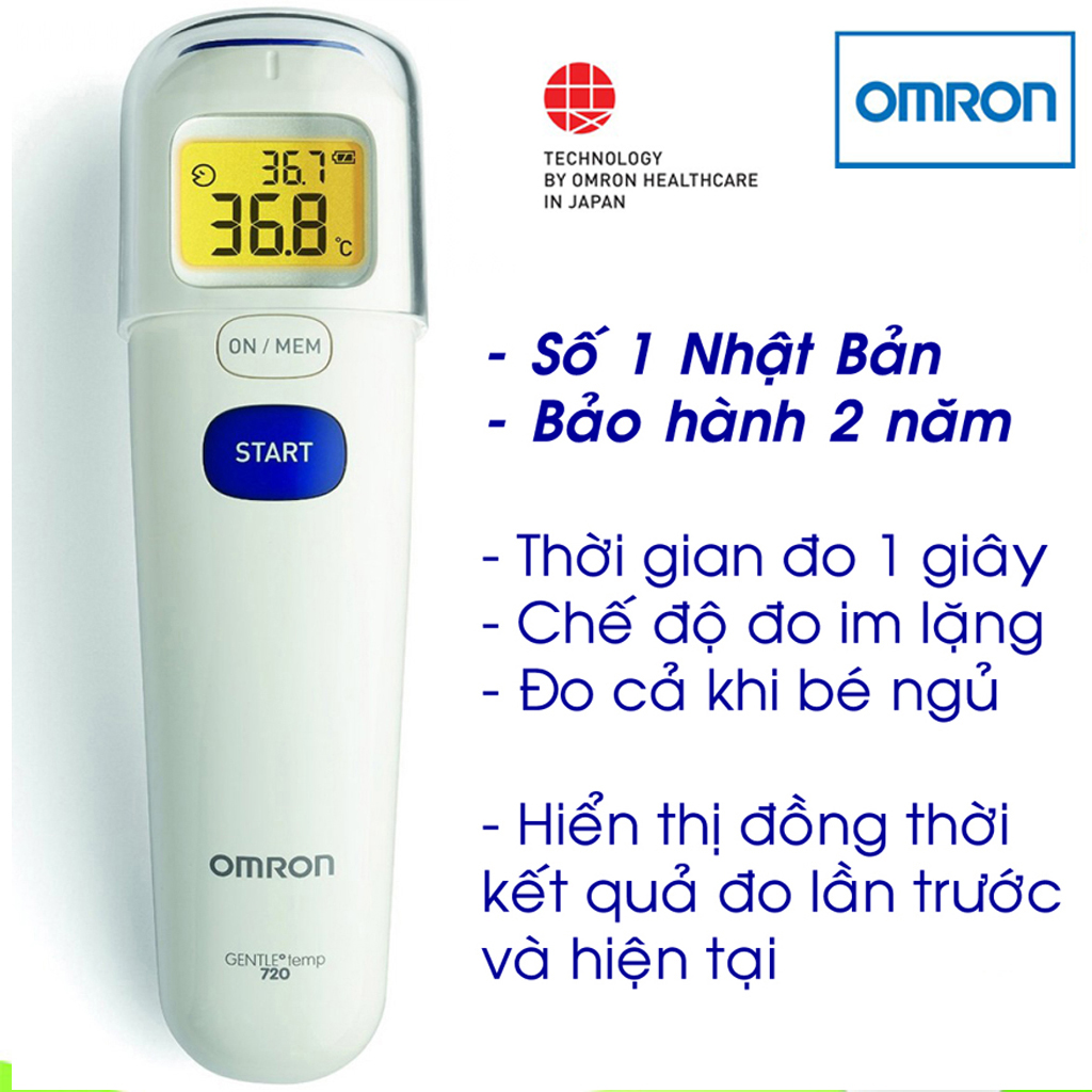 Nhiệt Kế Hồng Ngoại Omron MC-720 | Đo Trán, Đo Nhiệt Độ Phòng, Đo Bề Mặt | Thương Hiệu Nhật Bản