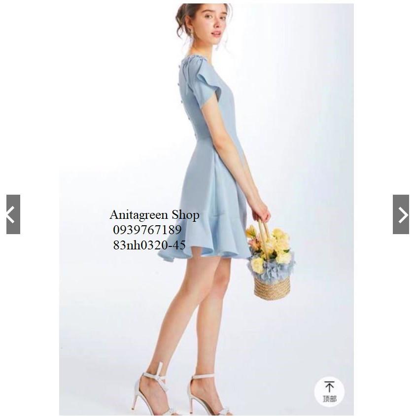 83nh0320-ĐẦM NỮ XANH XÒE TAY NGẮN s-6xl