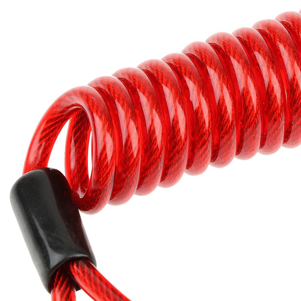 4xSteel Lanyard Spring Coil Wire Lock Safety Cable Lanyard Tether Red 1.5m