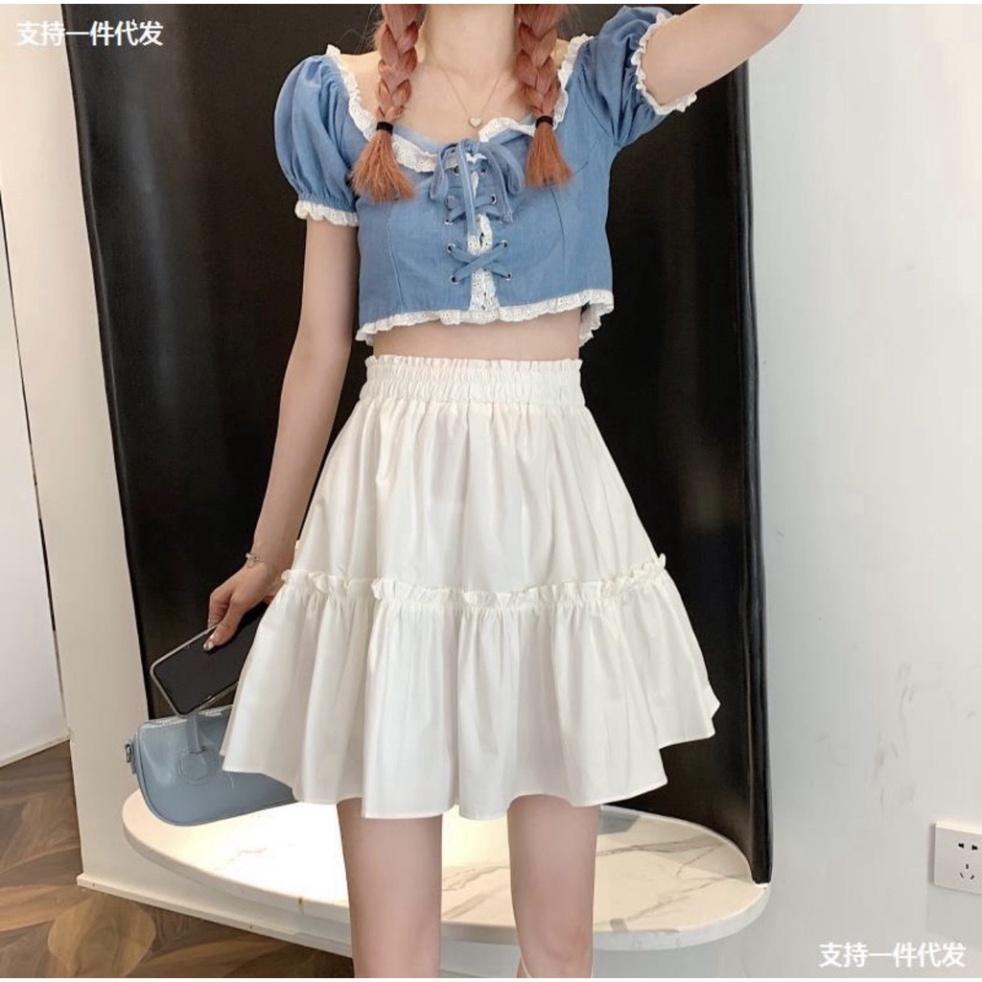 Chân váy nữ thời trang 2 tầng xòe ngắn nhún bèo CV414 SUTANO