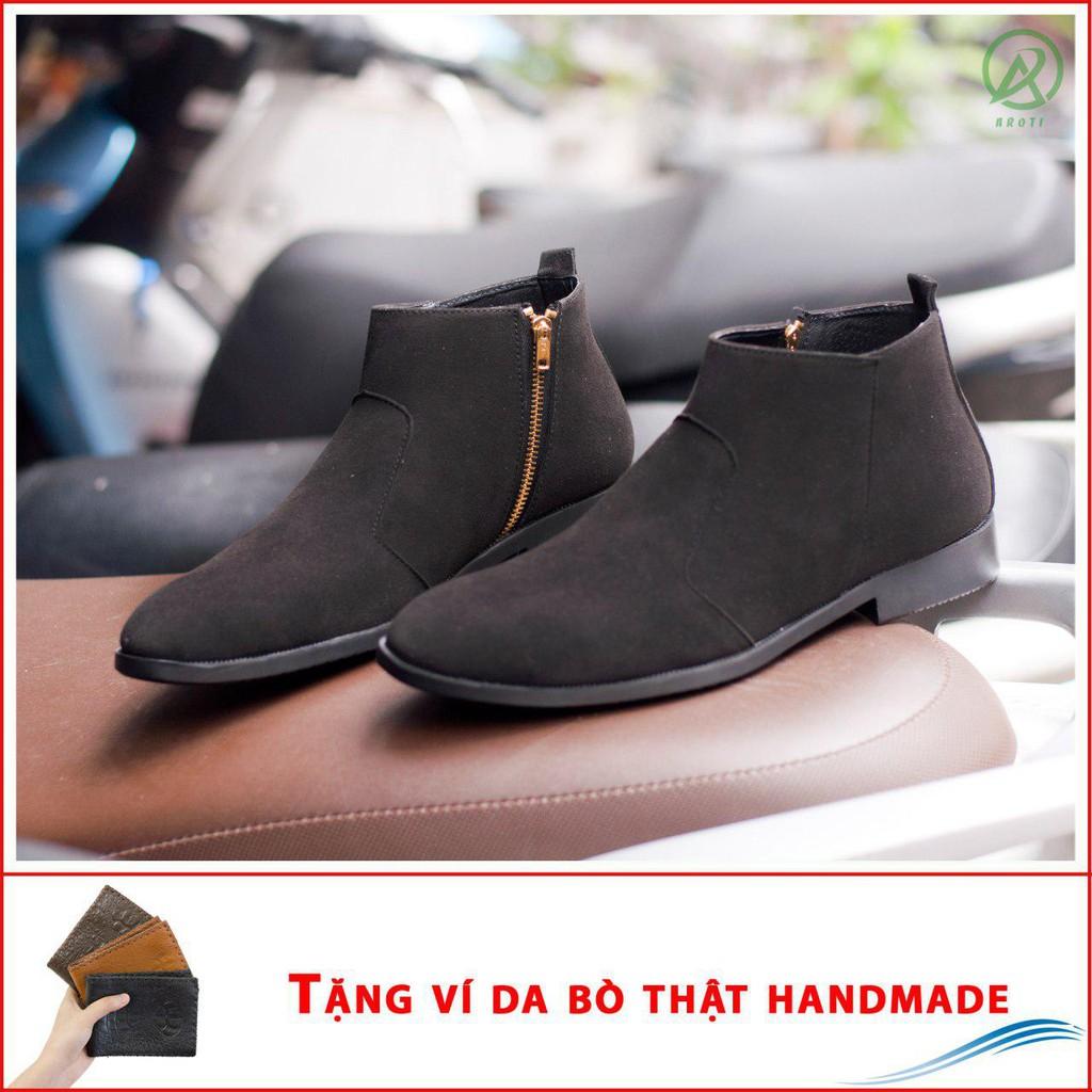 Giày Chelsea Boot Cổ Khóa Tiện Lợi Da Búc Đen Và Đế Được Khâu Chắc Chắn - CB521-bucdenkhoa ( V)