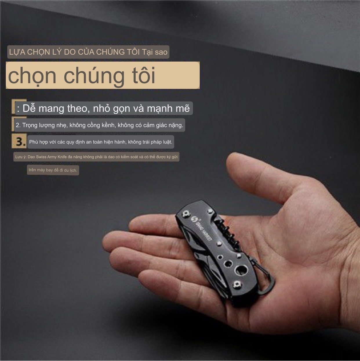 Móc Khóa Đa Năng Nhỏ Gọn, Tiện Ích Đầy Đủ Tính Năng 13in1 KH5011KD