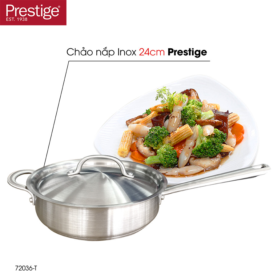 Chảo Inox Nguyên Khối Cao Cấp Prestige 24cm