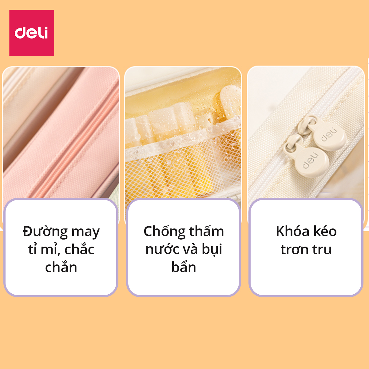 Hộp Bút Túi Đựng Bút To Vải Oxford Chống Nước Pastel Deli - Sức Chứa Lớn Chống Nước Bụi Học Sinh Văn Phòng Đa Năng