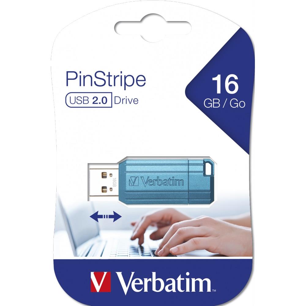 USB VERBATIM STORE'N'GO PINSTRIPE USB DRIVE 16GB  2.0 - Hàng chính hãng (xanh dương)