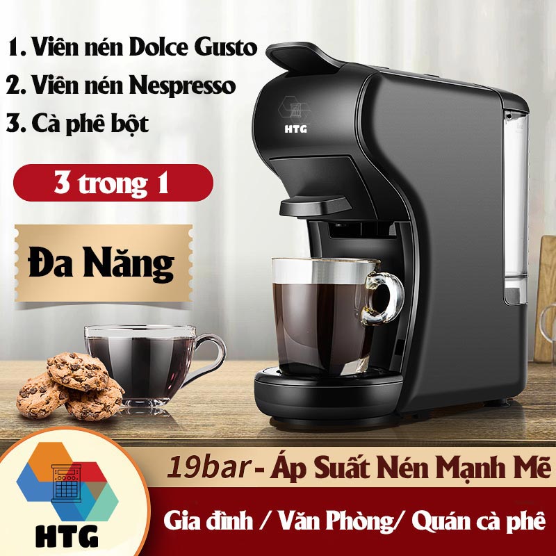 Máy pha cà phê viên nén Stelang ST504 3 trong 1, dùng được cà phê bột và Dolce Gusto, Nespresso, áp suất 19 bar hàng chính hãng