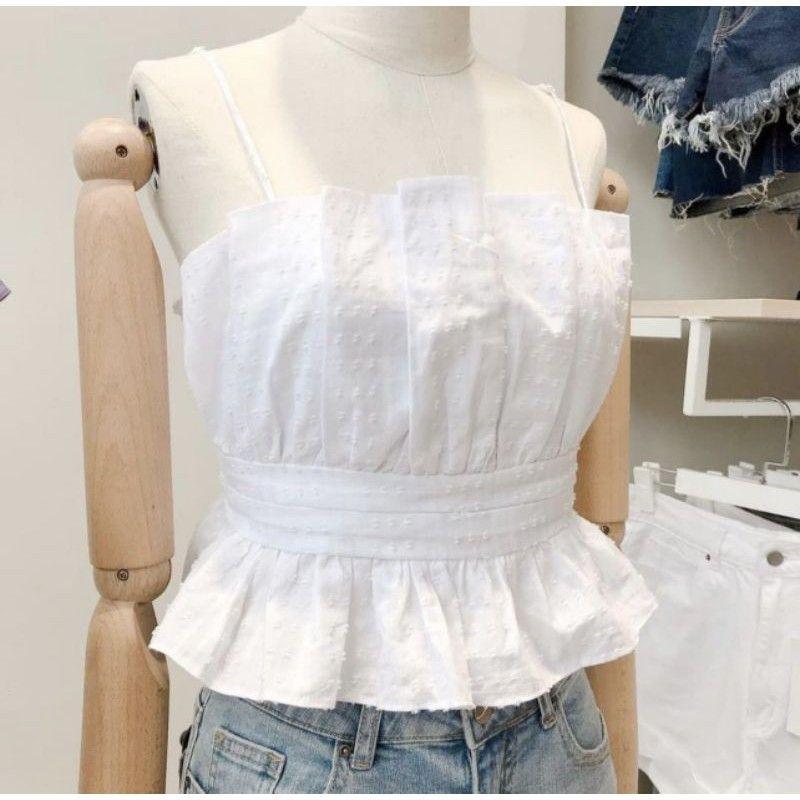 Áo 2 dây bèo nhún cúp ngực