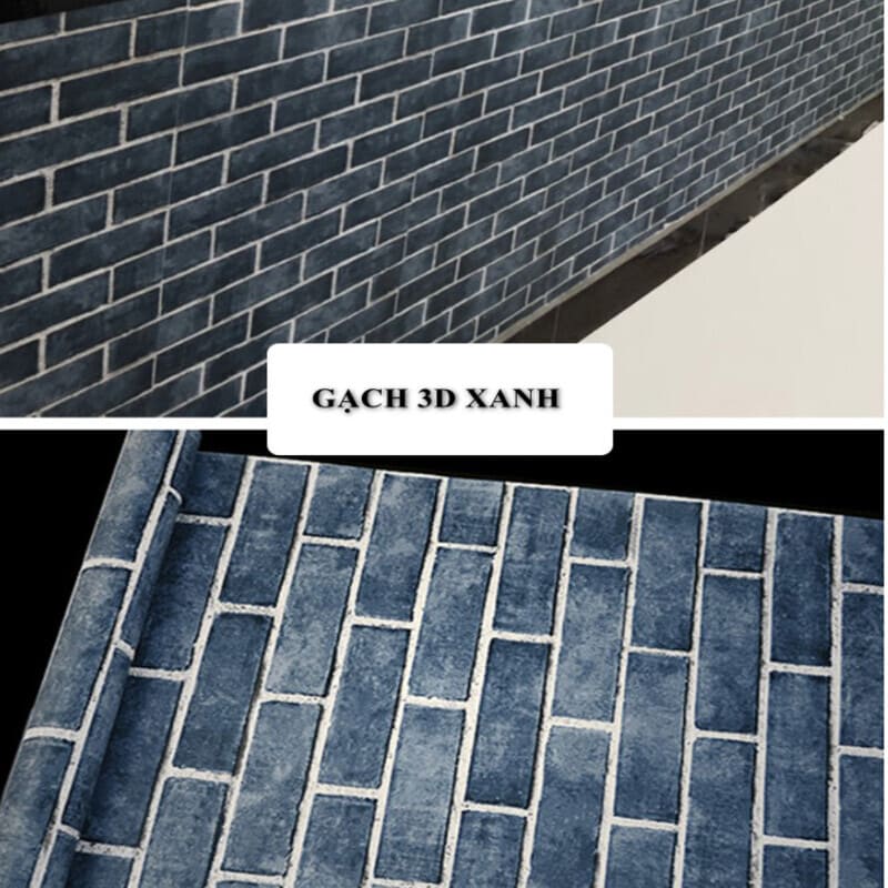 Combo 10 mét giấy dán tường, decal dán tường trang trí nhà cửa GẠCH XANH 3D khổ 45cm