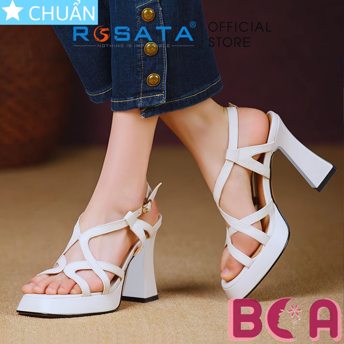 Sandal nữ cao gót 8 phân RO647 ROSATA tại BCASHOP thiết kế trẻ trung và năng động, lại rất thời trang và sang trọng
