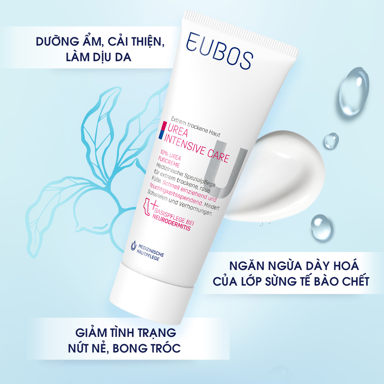 Kem Nứt Gót Và Dưỡng Da Chân EUBOS UREA 10% Foot Cream Thẩm Thấu Nhanh Cải Thiện Làn Da Khô Thô Ráp 100ml