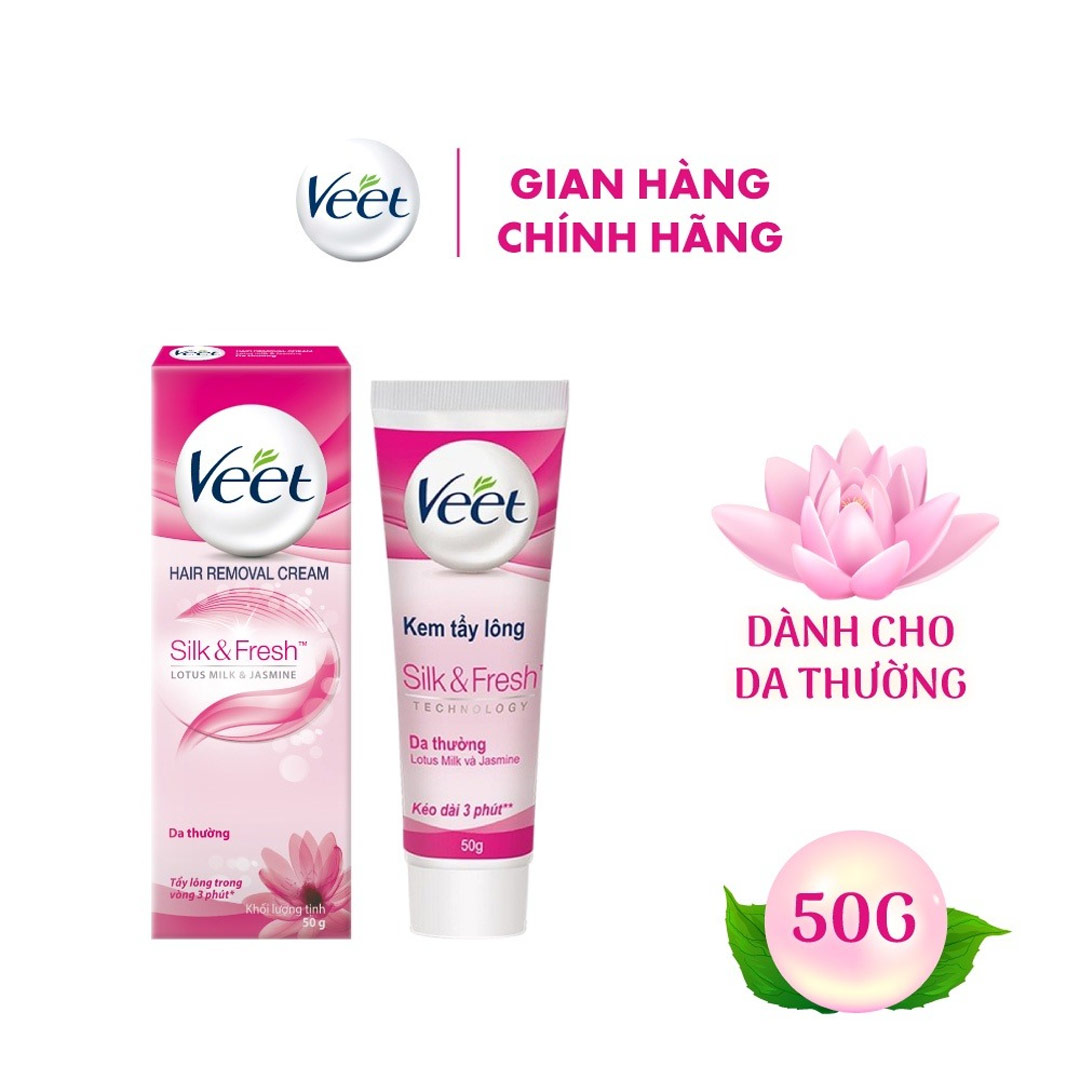 Kem Tẩy Lông Veet Silk &amp; Fresh Aloe Vera &amp; Vitamin E Dành Cho Da Thường và Nhạy Cảm 25g - QuaTangMe Extaste