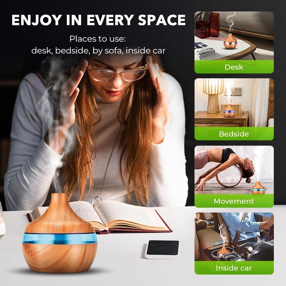 Điện Máy Khuếch Tán Lọc Không Khí Tinh Máy Tạo Độ Ẩm Không Khí Siêu Âm Thanh USB Hạt Gỗ Máy Tạo Ẩm, Phun Sương Mini Phun Sương Tạo Đèn LED