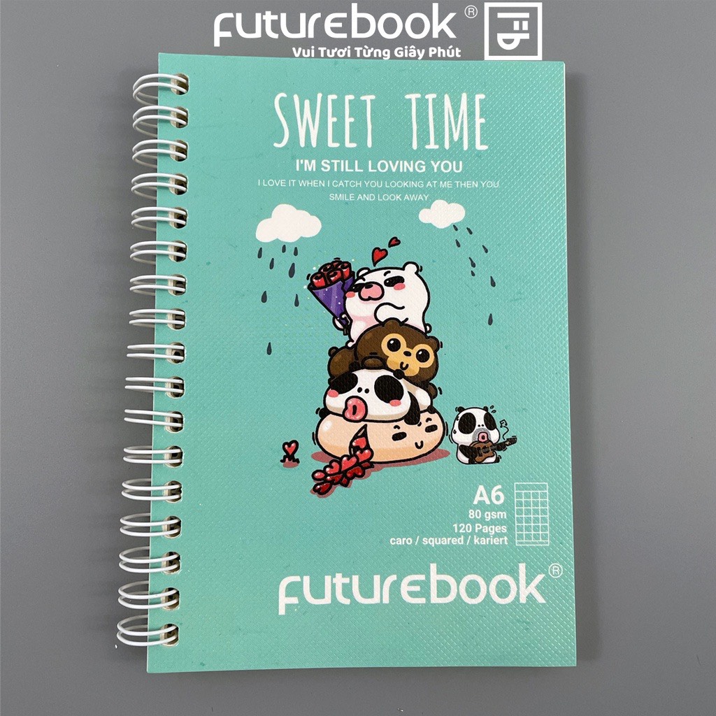 FUTUREBOOK - Sổ Lò Xo Bìa Mềm A6-Dòng Kẻ Caro -Định Lượng 80GSm -120 Trang. Mã SP LM610