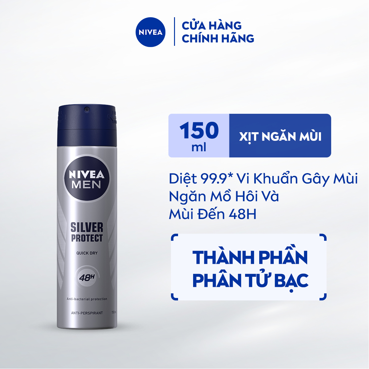 Xịt Ngăn Mùi NIVEA MEN Phân Tử Bạc (150 ml) - 82959