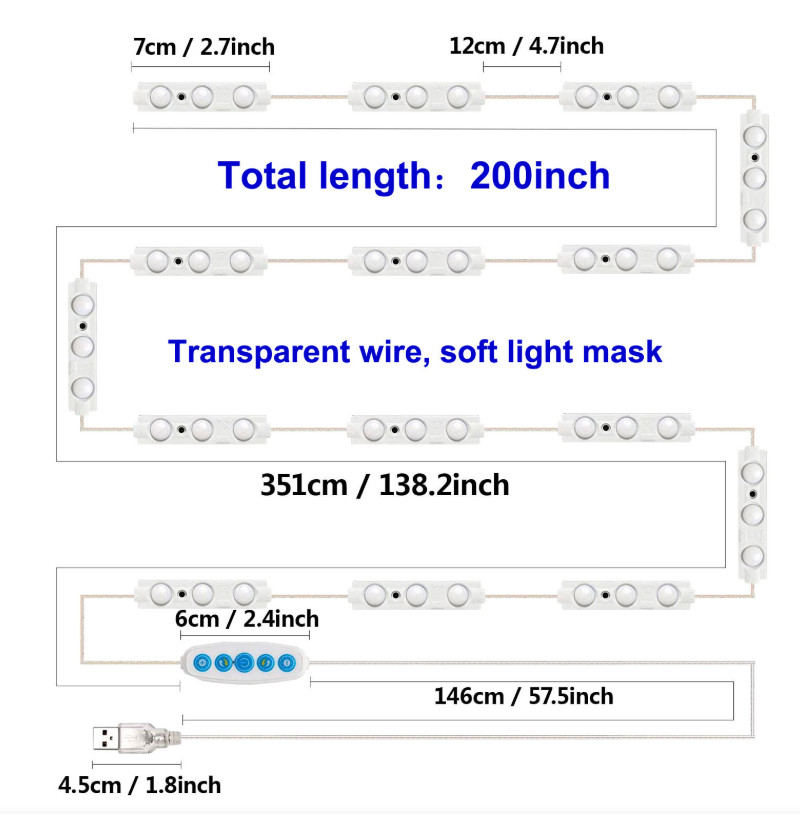 Bộ 15 thanh led 3 mắt dán gương trang điểm dán tủ kính tiện lợi siêu sáng - 5 chế độ sáng tăng giảm độ sáng BL-032 Video