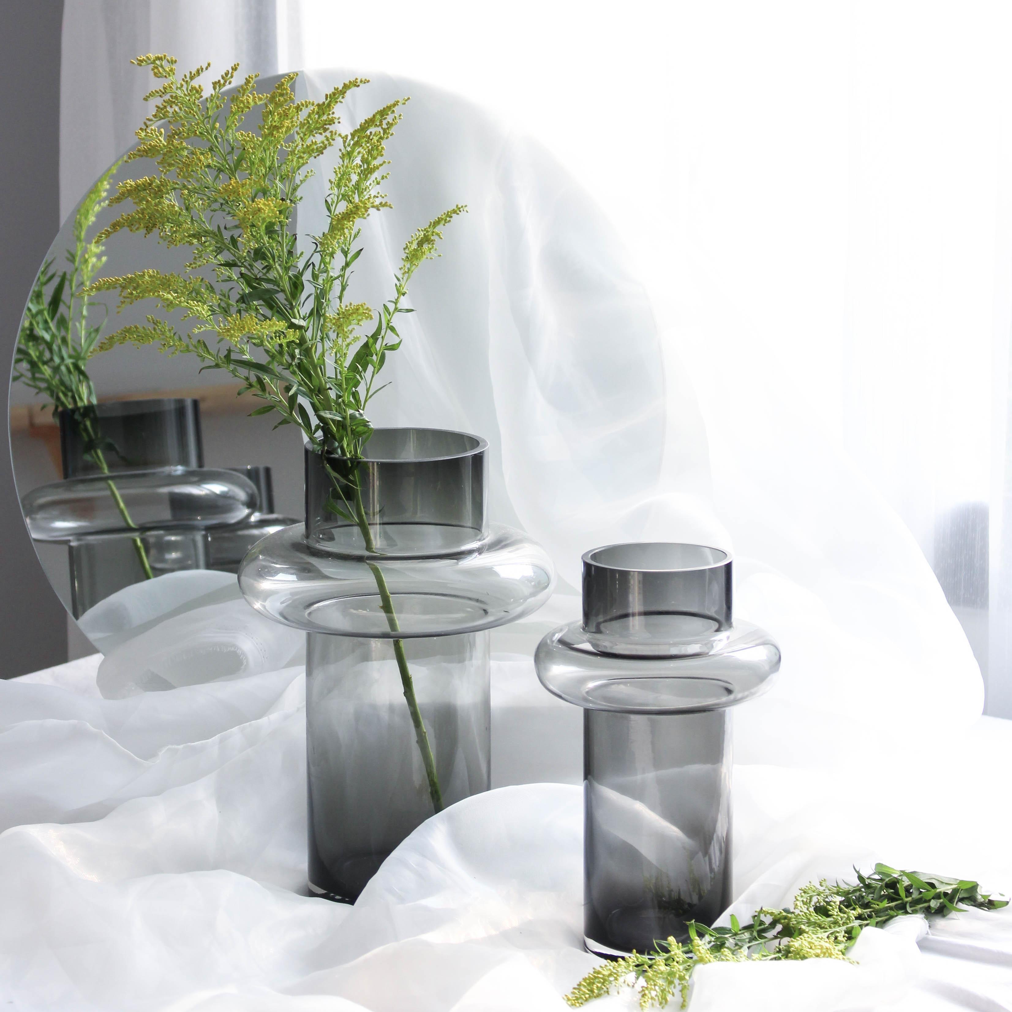 Bình Hoa Deno Décor Fons Thuỷ Tinh Màu Xám Tối
