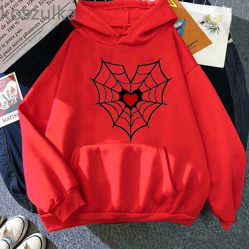 Áo hoodie in hình mạng nhện trái tim hoodie Nam Nữ thu đông