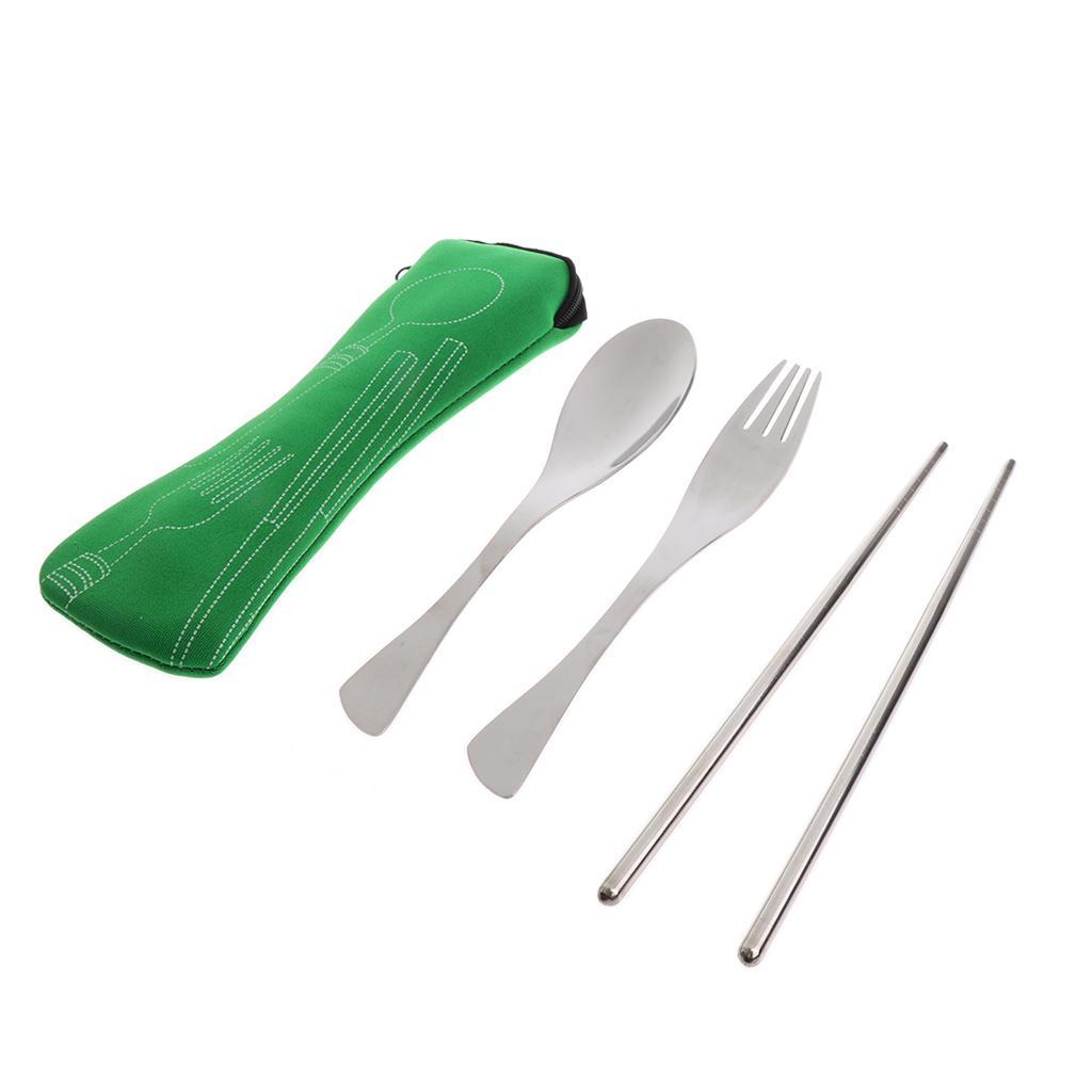 Stainless Steel Utility Cutlery Set Spoon Chopsticks Fork Spoon Set for Home Use Travel Camping