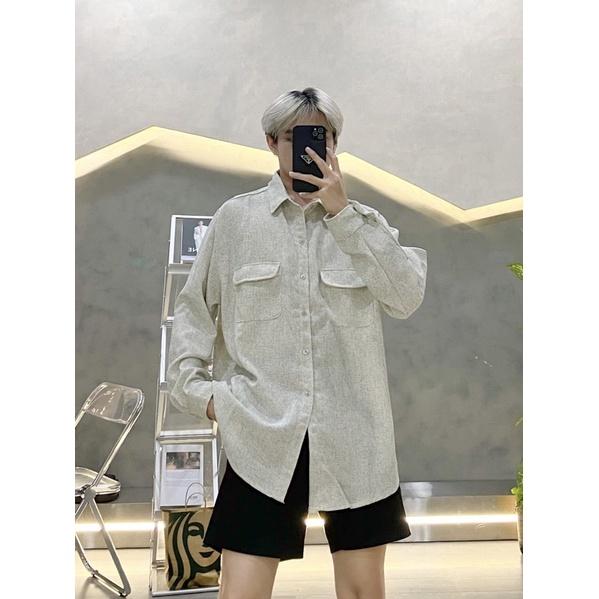 Sơmi nam - sơ mi tay dài basic có túi vải siêu đẹp