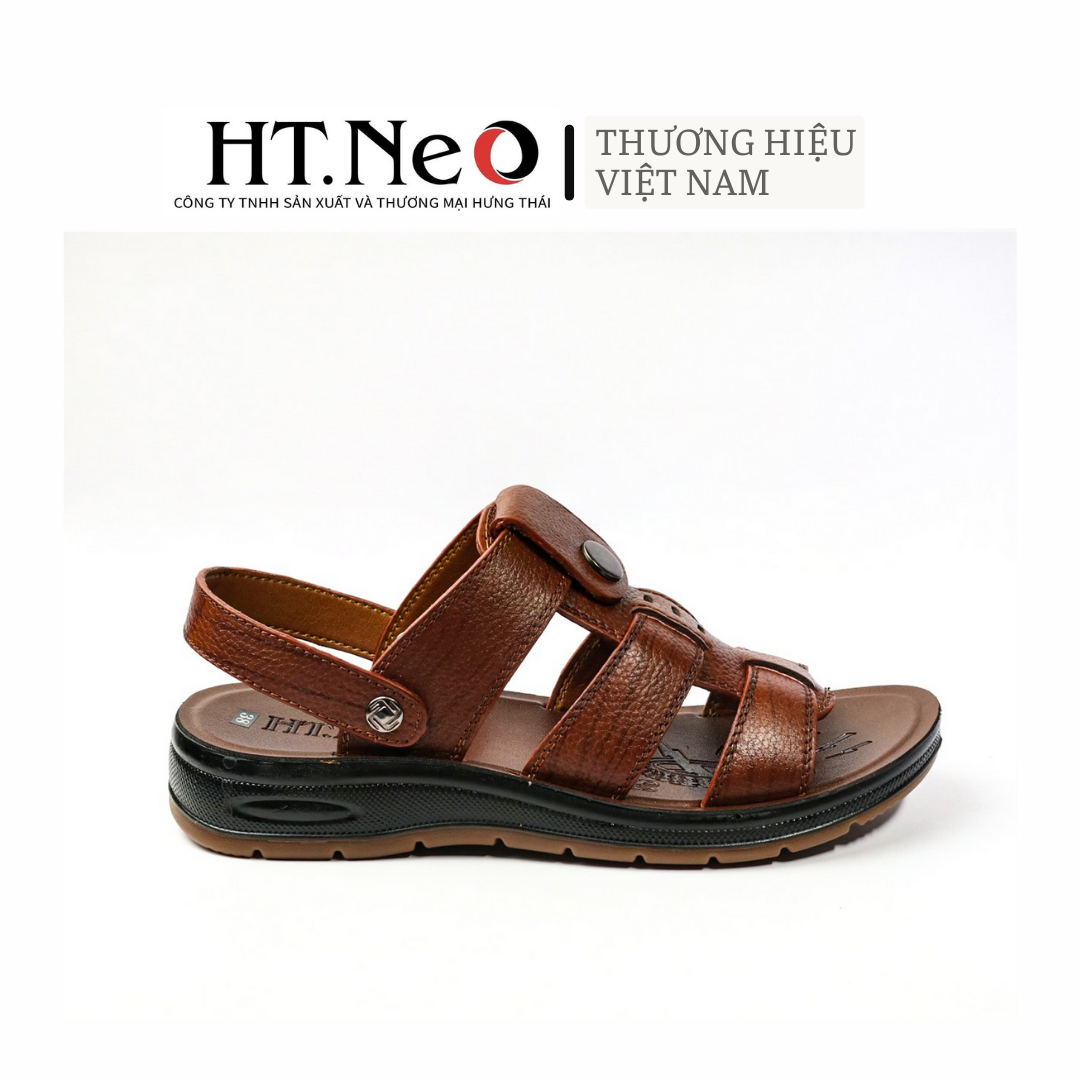 Sandal nam đế cao - Sandal nam(chính hãng) HT.NEO 100% da bò tự nhiên, kiểu dáng và màu sắc nổi bật, quai da siêu bền chắc SD96 )