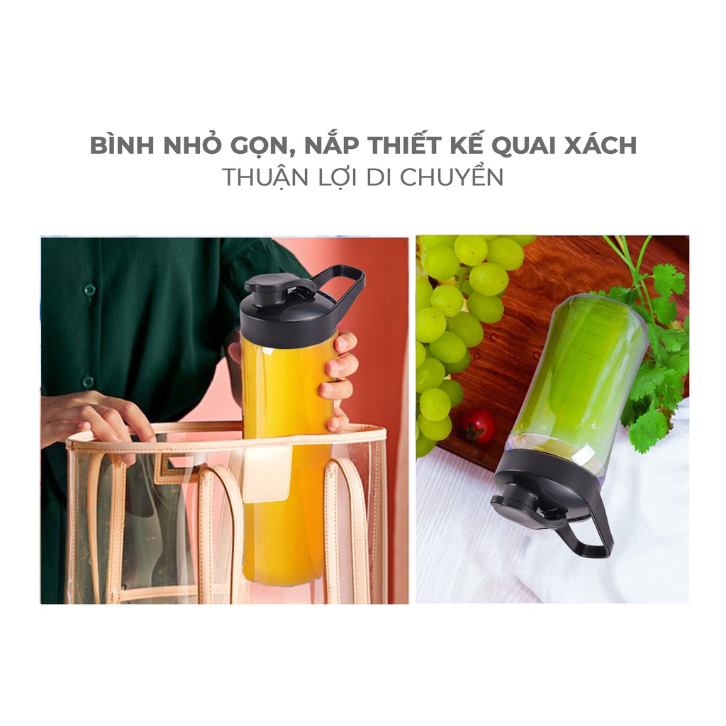 Máy xay sinh tố mini Mix&amp;Go gồm 2 cối xay tích hợp bình chứa dung tích 300-600ml, công suất 350W, model LBSP8648