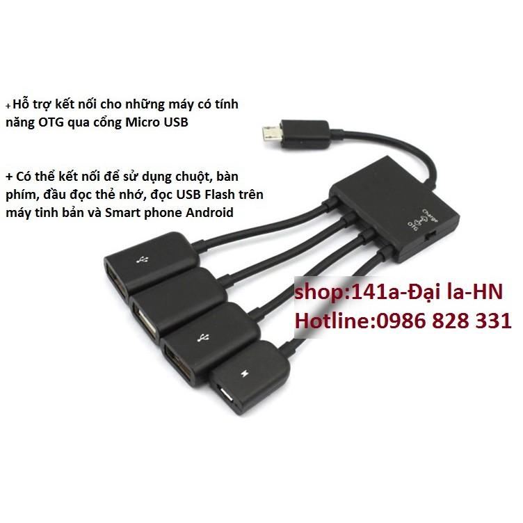 MICRO USB HUB OTG 4 IN 1 KẾT NỐI ĐIỆN THOẠI, TABLE ANDROID